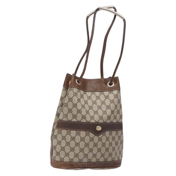GUCCI GG Supreme Shoulder Bag Pvc Beige Gold Silver - Picture 1 of 16